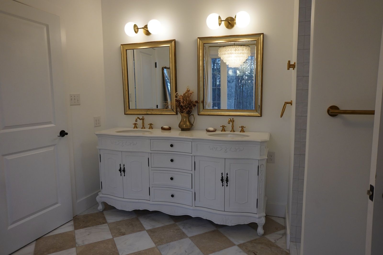 bathroom remodeling in winchester modern white vanity and lighting